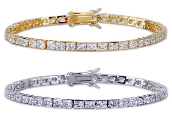 Charm Fashion Classic Tennis Bracelet Jewelry Design Branco AAA AAA Cabras de pulseira de zircônia cúbica 18k tamanho de ouro 8 polegadas para homens BR6204953