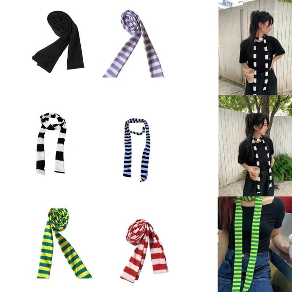 Sciarpe Lady Goth Harajuku Cool Scarve Y2K Stripe Bruppo di moda a maglia Long Unisex Street Neckerochief Casual Casual