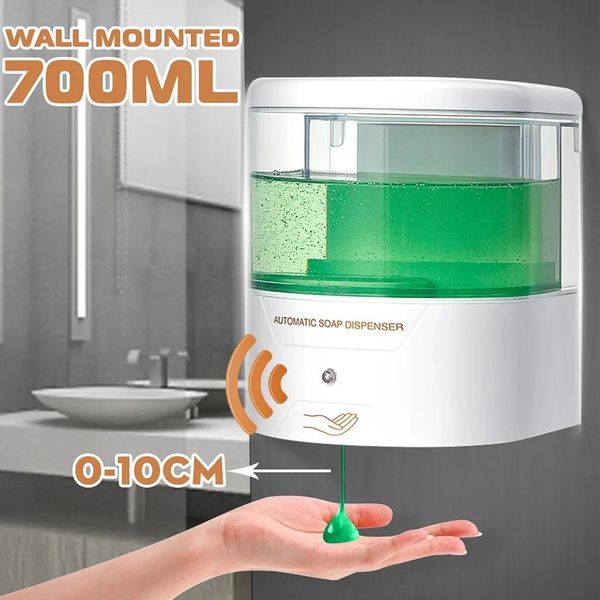 Dispenser Dispenser automatico di sapone da 600 ml Sensore a infrarossi a mani libere Sensore IR Touchless Dispenser di sapone liquido montato a parete T200519