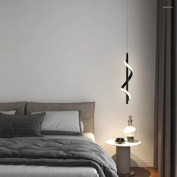 Lampade a sospensione Lampada da comodino per camera da letto LED per soggiorno Striscia di linea regolabile sospesa da pranzo Studio Luci per interni