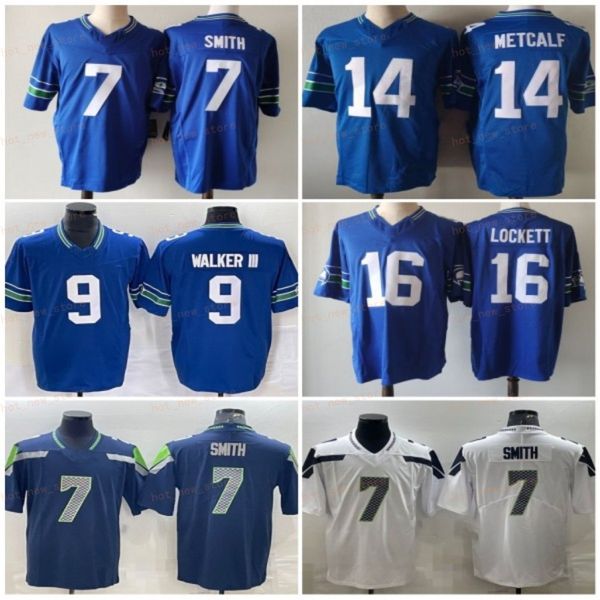 14 DK Metcalf 7 Geno Smith Jaxon Smith-Njigba Camisas de futebol Devon Witherspoon Tyler Lockett Tariq Woolen Kenneth Walker III Bobby Wagner Jamal Adams