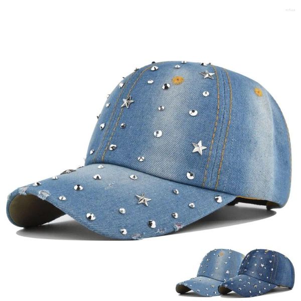 Ball Caps Frauen Diamant Dekoration Cowboy Hut Für Weibliche Vintage Kpop Mode Snapback Baseball Kappe Im Freien Solide Hip Hop Gorras knochen