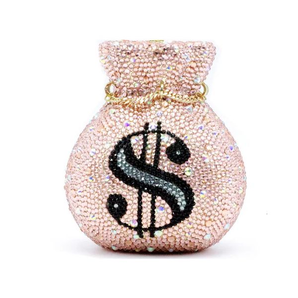 Muster US-Dollar Geldbeutel Tasche Damen Handtasche Luxus Silber Kristall Diamant Geldbörse Frau Modedesigner Abendhandtasche 231226
