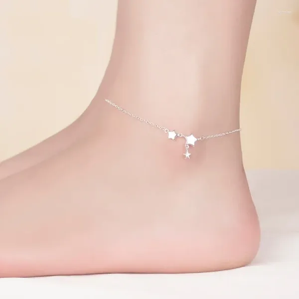 Fußkettchen Mode 925 Sterling Silber Fußkettchenfeinschmuck einfache Fußkette für Frauen Mädchen S925 Knöchel Beinarmband