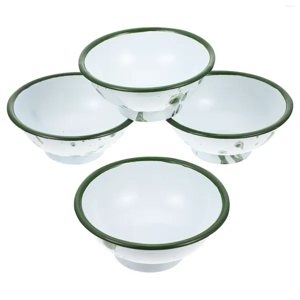 Conjuntos de louça 4 Pcs Lanche Tigela Vintage Esmalte Criança Chinês Recipientes Esmaltados Pratos Retro Estilo Arroz