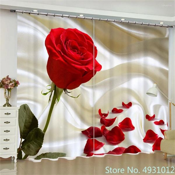 Decken 2023 Romantische rote Rose Verdunkelungsvorhänge für Schlafzimmer Wohnzimmer Badezimmer Küche Fenstervorhänge Haustür
