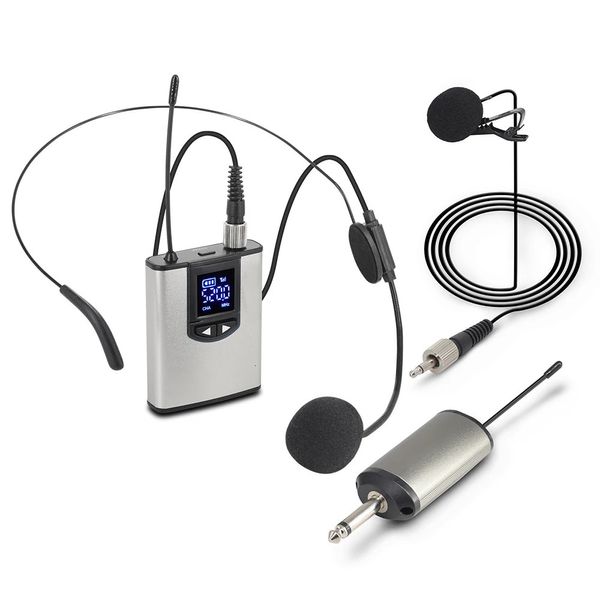Беспроводной UHF-микрофон петличный с поясным передатчиком, обучающая лекция, интервью, видеоблог, живая запись 231226