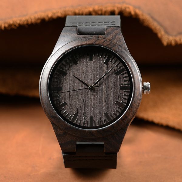 2023 nova qualidade de luxo de luxo Black Sandal Wood Analog Watch Uwood Japão Japão Miyota Quartz Movimento Wooden Watches Dress Wristwatch para moda unissex