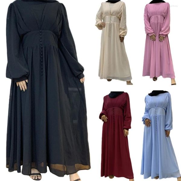 Roupas étnicas Muçulmano Abaya Chiffon Vestido Longo Mulheres Dubai Cor Sólida Solta Maxi Robe Árabe Bangladesh Paquistão Médio Oriente Vestido Moda