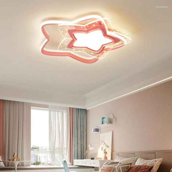 Deckenleuchten, rosa Prinzessinnenzimmer, LED-Sternlicht, modern, warm, romantisch, für kleine Mädchen, Schlafzimmer-Dekoration, Baby- und Kinderzimmer