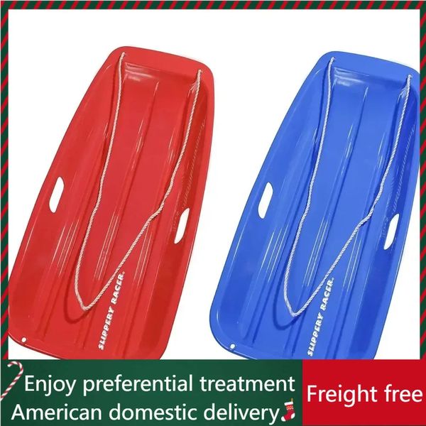 Kinder Kleinkinder Plastikplatte Snow Sled mit Pull -Seil für 1 Erwachsene oder Kinderreiter Rot und Blau 2 Pack Fracht Freight 231227