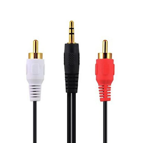 1,5m de 3,5 mm Jack aux a 2 RCA Audio Video Cable Stéreo Y Fio de cordão 2RCA de cabo AV para PC DVD TV VCR Câmera 12 LL