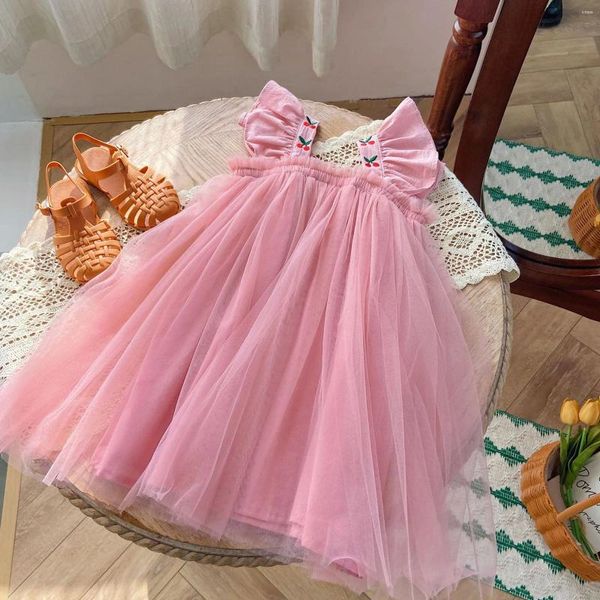 Girl Dresses Toddler Girls Wleeve Cherry Ramoidery Dress Dance Dance Cesti