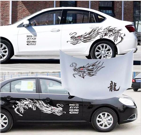 Çıkartmalar 1Set Sıcak Çoğu Araba Kamyonu Otomatik Motor Yarışı Spor Gücü Çin Totem Ejderha Grafikleri Yan Çıkart