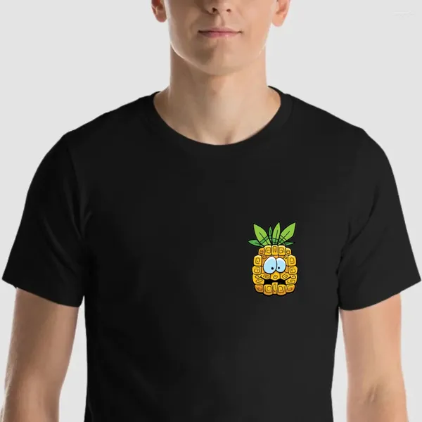 Erkek Tişörtleri HX Ananas Pamuk T-Shirts Moda Çıkartmaları Göğüs Baskılı Tişört Yaz Kısa Kollu Üst Sokak Giyim Erkekler Giyim