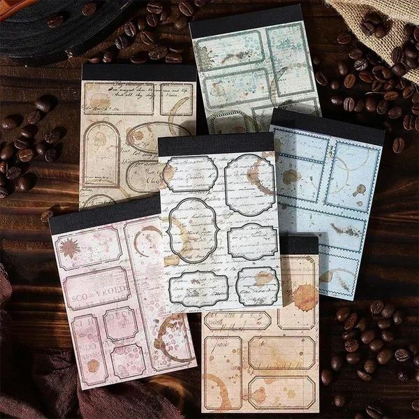 30 Blatt Material Papier Kaffee Tagebuch Rand Stempel Vintage Nachricht Notizen Schreiben Paket Blöcke liefert Sammelalbum Schnitt 154 90 mm