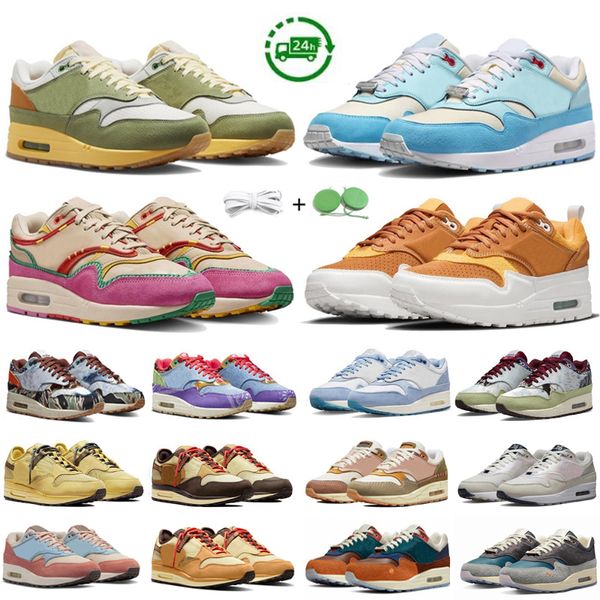 1 Uomo Donna Scarpe da corsa 87 Sneaker Orange Frost Blu Gale Big Bubble Monarch Obsidian Urawa Familia Panda Volt Aqua Noise Scarpe da ginnastica sportive da uomo EUR36-45