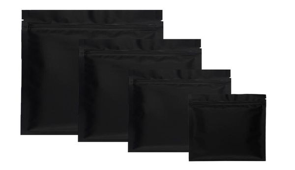 100pcs preto foste preto pequeno alumínio -alumínio Folha de zíper sacos plásticos Slorda Ponto de erva em pó de aquecimento de ziplock plana de ziplock Pouch3872068