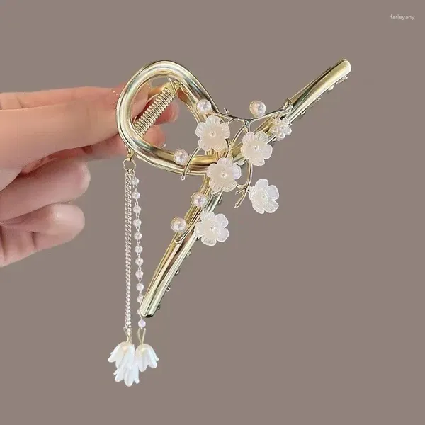 Haarspangen Elegante Damen Temperament Süße Perle Blume Hinterkopf Clip Mode Disc Haarnadel Stirnband Schmuck Zubehör