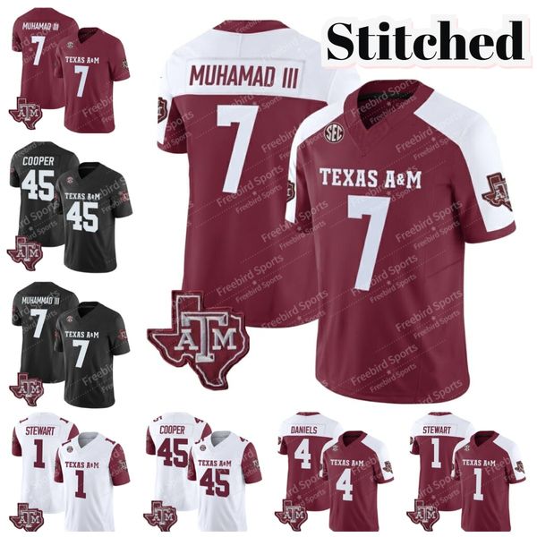 Texas AM Aggies Jersey de futebol Edgerrin Cooper Moose Muhammad III Amari Daniels Marcel Reed Evan Stewart Conner Weigman 2 Johnny Manziel Novo Custom