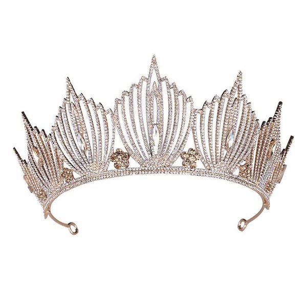 Prinzessin Krone Hochzeit Braut Meerjungfrau König Königin Barock Gold Kristall Krone Stirnband Geburtstag Frauen Haarschmuck Tiara für Mädchen W307w