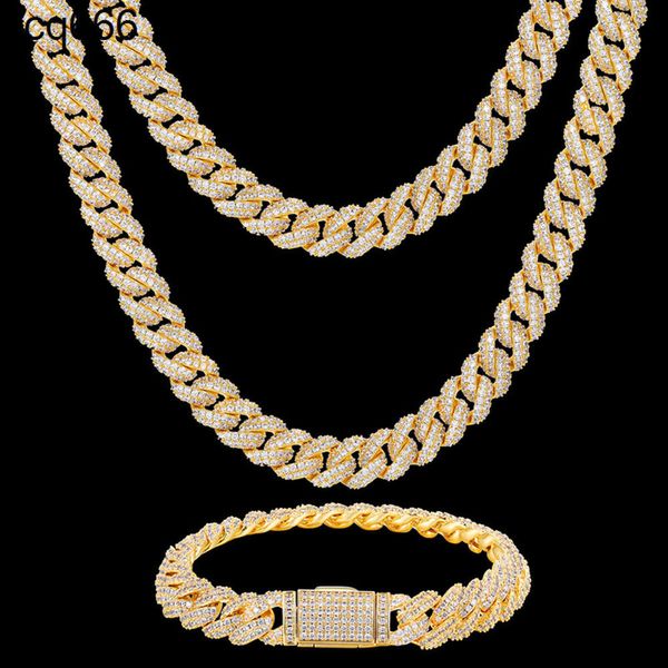 Preço direto de fábrica Icepou 10mm Gold VVS 925 Sterling Silver VVS Moissanite Diamond Miami Cubra de cadeia Lin Chain