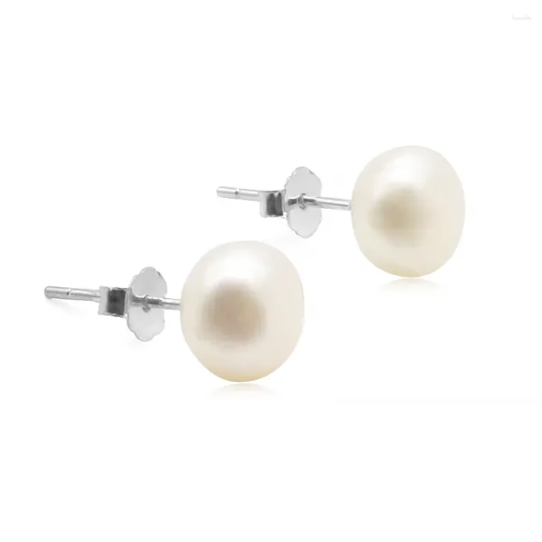Ohrstecker Natürliche Süßwasserperle Knopfperlen Echt 925 Sterling Silber Ohrring Für Frauen Schmuck Mode Geschenk