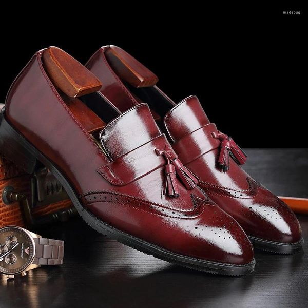Классические туфли-броги, мужские оксфорды, итальянский бренд, формальные, элегантные, кожаные, классические, большие размеры, слипоны, Pria