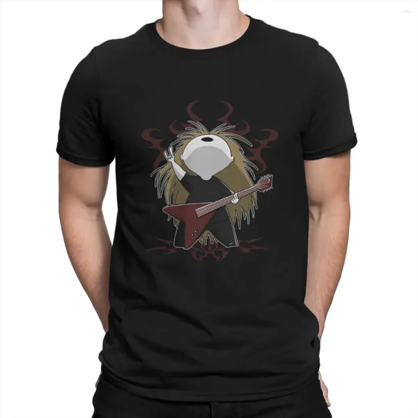 Homens Camisetas Tocando Guitarra Preto Metal Puro Algodão Roupas Lazer Manga Curta Crewneck Camisetas Impressas