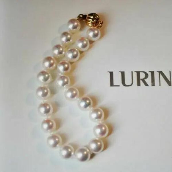 Bracciale Splendido braccialetto con perle rotonde bianche Akoya naturali giapponesi AAA+ da 89 mm