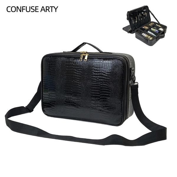 Borsa per cosmetici in pelle PU Scatola per trucco professionale Valigia per trucco da viaggio di grande capacità per articoli da toeletta 231226