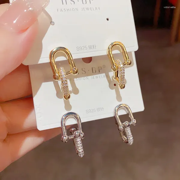 Ohrstecker KoreaJapanischer Stil Schmuck Zirkonia Geometrisch Für Frauen Modeaccessoires Zarter Buchstabe