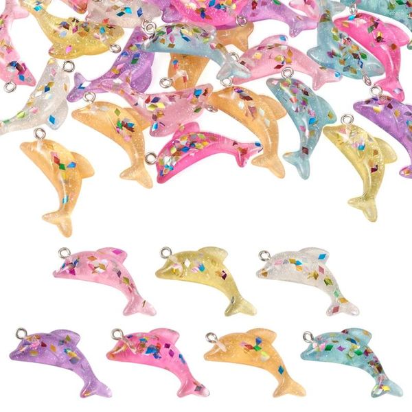 Colares de pingente 28 pcs pingentes de resina transparente golfinho encantos mar animal para diy jóias fazendo descobertas artesanais acessórios artesanato