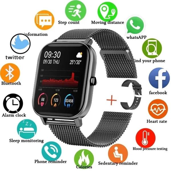 Смотреть H10 Smart Watch Men Women Bluetooth Call Smart Wwatch Man Sport Fitness Tracker Водонепроницаемый светодиодный полный сенсорный экран для Android iOS