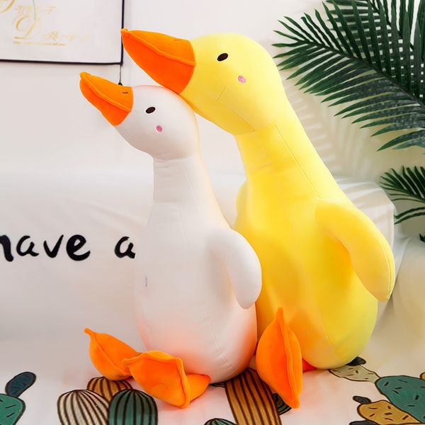 Atacado grande pato brinquedo de pelúcia bonito 65cm ganso travesseiro almofada boneca bebês crianças meninas companheiro feriado presentes aniversário