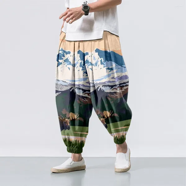 Pantaloni da uomo Natura e montagne Streetwear Cargo oversize Abbigliamento uomo Harajuku Jogging casual Pantaloni larghi Hip Hop Uomo