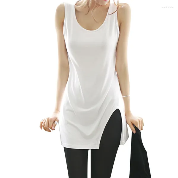 Женские майки S-XL, весна-лето 2023, хлопковая модная одежда, длинный жилет с надписью, футболка с разрезом, женская классическая рубашка