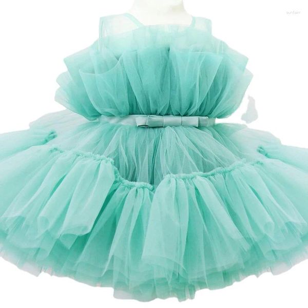 Mädchenkleider RC117661 Sommer Kinder ärmelloses Mesh Solid Farb Bug Bprincess Fluffy Kleid