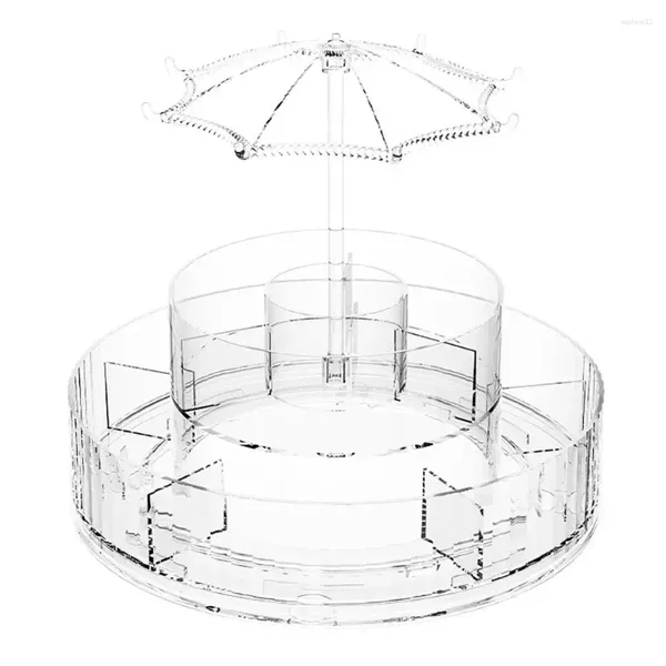 Коробки для хранения, прозрачный органайзер для макияжа, косметическая емкость, вращающийся для туалетного столика, мульти-ванная комната
