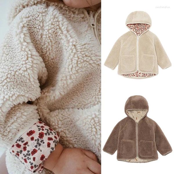 Jaquetas outono inverno bebê casacos quentes criança meninos meninas pelúcia com capuz roupas de algodão nascido roupas ao ar livre infantil sólido