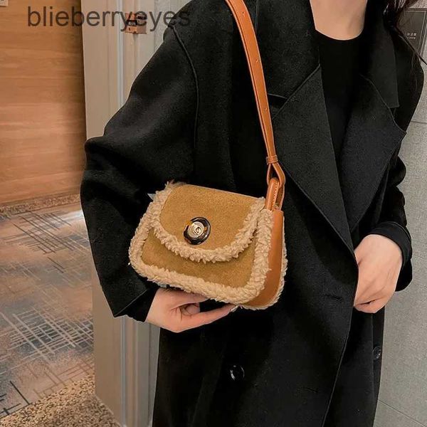 Bolsas de ombro novas mulheres Lady Lady Vintage Faux Sauda Fluffy Design Handbag Satchel Totes Bolsa Bag Casual Crosualbody UnderArmBlieberryeyes