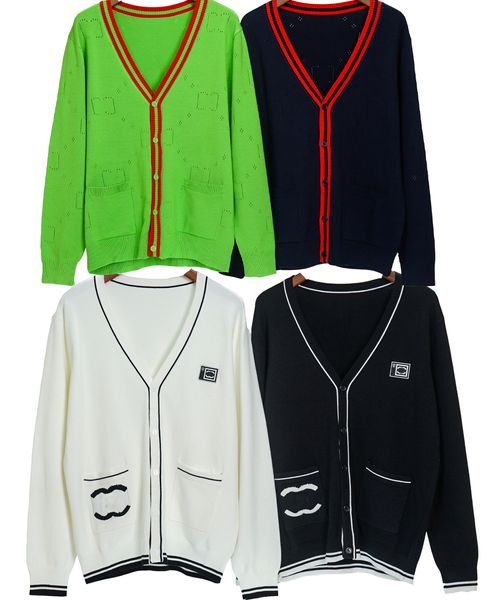 Designer Herrenpullover V-Ausschnitt gebratene Teig-Wendungen Strickjagginnen Sie Sweater Designer Sweater Mantel Frauenmantel Briefmantel Grün 777 R09R15