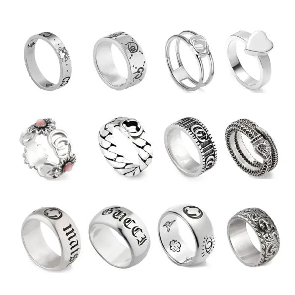 Anéis de grife para homens jóias de luxo 925 anel de moda de prata de alta qualidade cartas pássaros aniversário de casamento para mulheres presentes