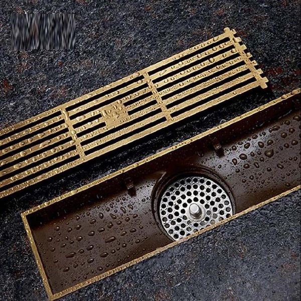 Drenos de bronze antigo quadrado drenos chão do banheiro chuveiro linear europeu dreno fio filtro arte esculpida capa escorredor resíduos g50