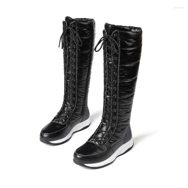 Сапоги BLXQPYT, зимние женские туфли из натуральной кожи на каблуке, Botas De Invierno Para Mujer, женская обувь с острым носком, ботинки до колена 123