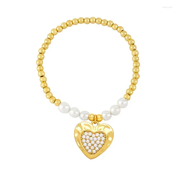 Charm Armbänder Schlüsselarmband für Frauen Mode Perle Gold Perlen Pulseras Mujer Schöner süßer Stil Tolles Weihnachtsgeschenk Süßes Bijoux Femme