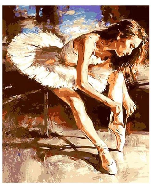 Pintura a óleo diy pintura por números adultos pintados à mão kits dançarinos de balé 16x20 235j8254394