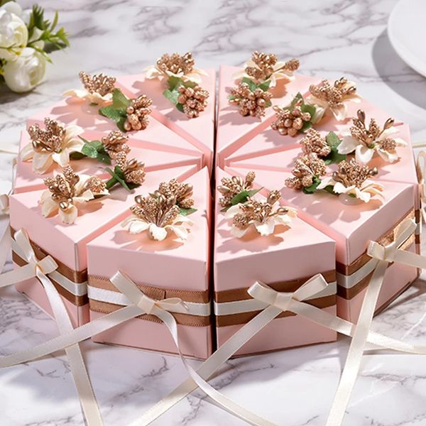 10/30/50 parça kek şekilli şeker kutusu düğün hediye kutusu küçük taze kek yuvarlak kutu ambalajı şeker çikolata çanta tatil dekorasyonu için 231227