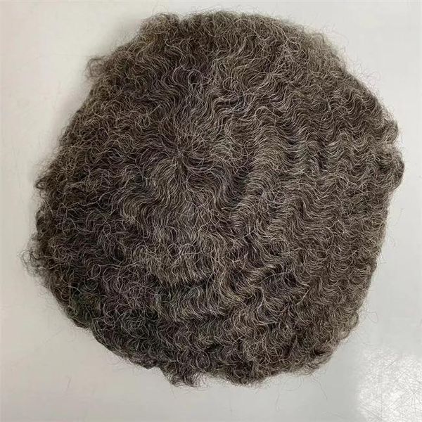 Perucas Malásia Virgem Cabelo Humano Substituição 1bGrey 8mm Onda Toupee Swiss Lace Unidade para Homens Negros