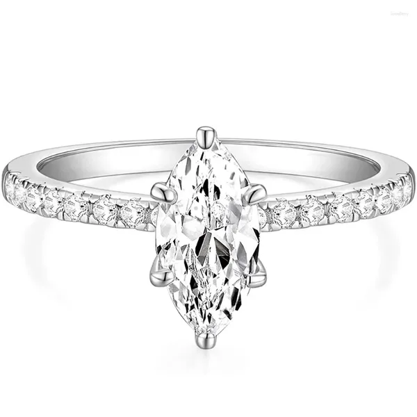 Anelli a cluster Luce Luxuria 2CT 925 Sterling Silver Ring Domenne Ring Marquis Cut Cubic Zirconia Anniversary Commemorative